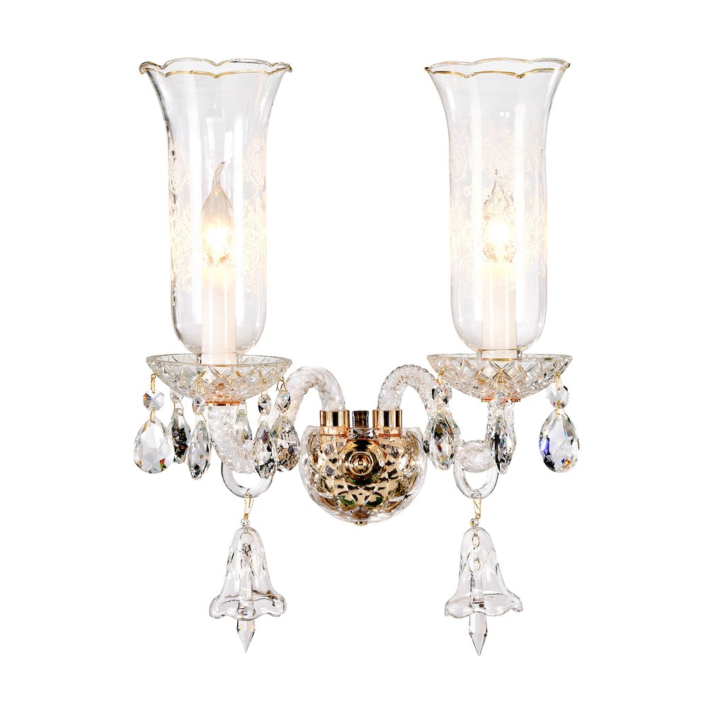 Winter Palace 2-Light Traditional Crystal Wall Sconce - Gold