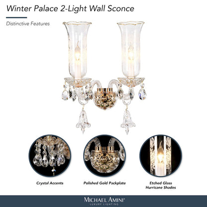 Winter Palace 2-Light Traditional Crystal Wall Sconce - Gold