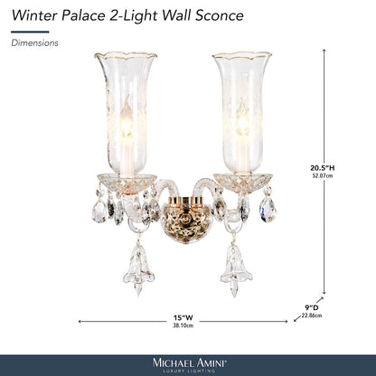 Winter Palace 2-Light Traditional Crystal Wall Sconce - Gold