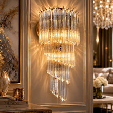 Spiral 5-Light 25" Crystal Wall Sconce - Gold