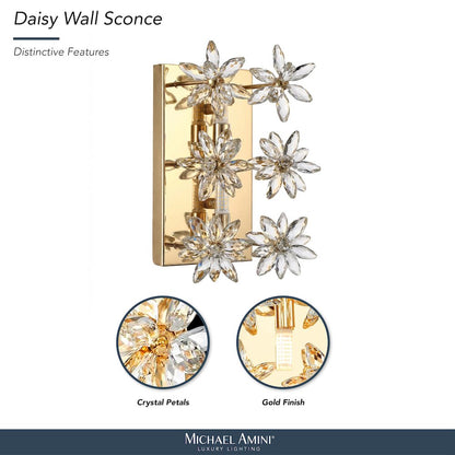 Daisy Crystal Wall Sconce - Gold