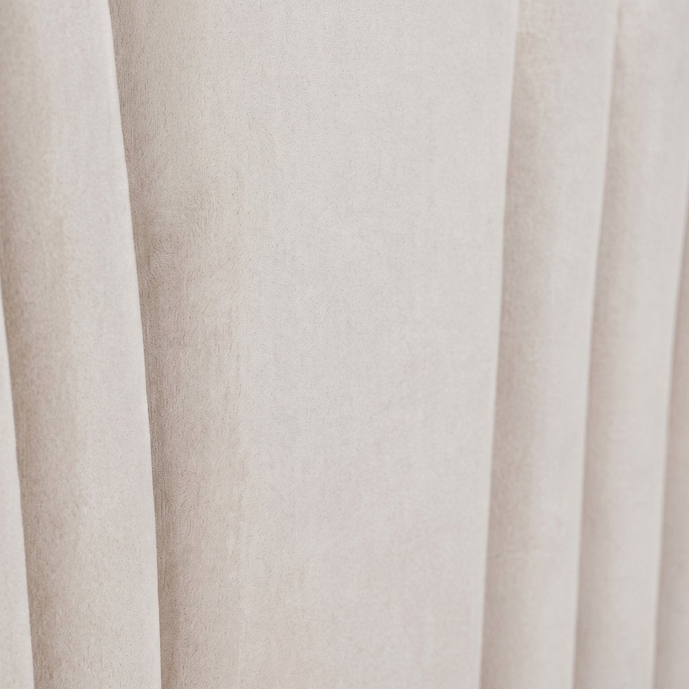 Starlight Canyon Home Velvet-Upholstered Panel Bed in Poplar, Creamy Pearl