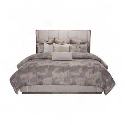 Starlight Canyon Home Panel Bed with Velvet-Upholstered Headboard, Slate