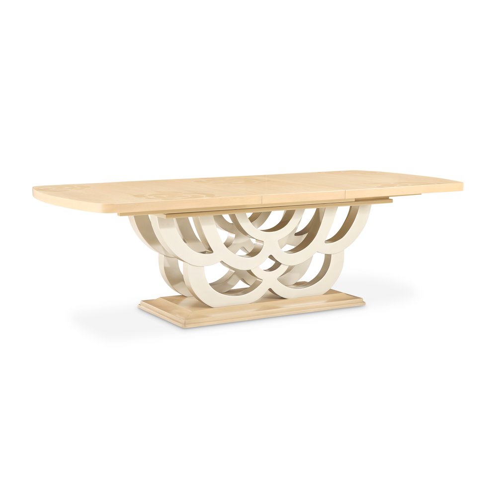 Camellia Field Rectangular Pedestal Dining Table - Caramel