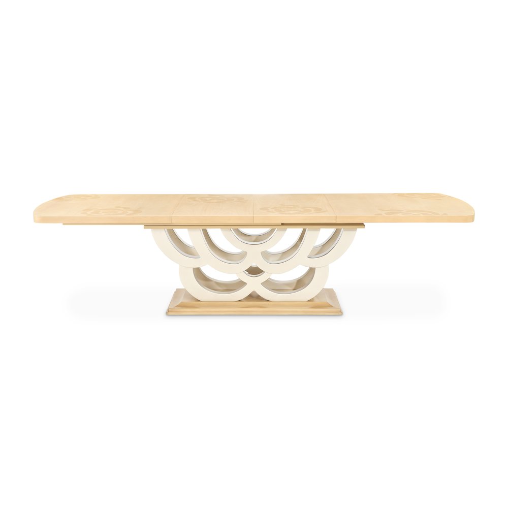 Camellia Field Rectangular Pedestal Dining Table - Caramel