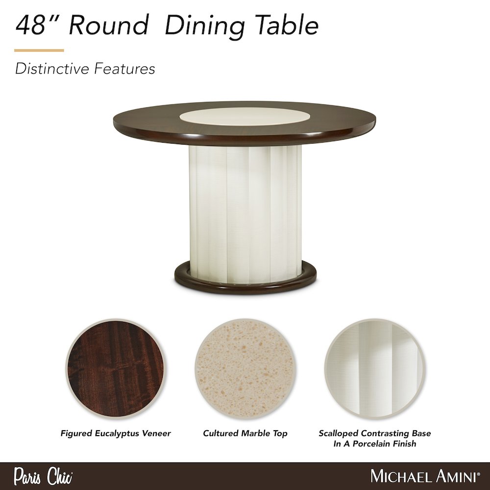 Paris Chic 48" Round Dining Table - Espresso