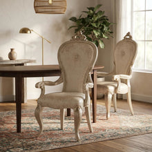 Champagne Velvet Dining Arm Chairs Set of 2 with Rubberwood Frame