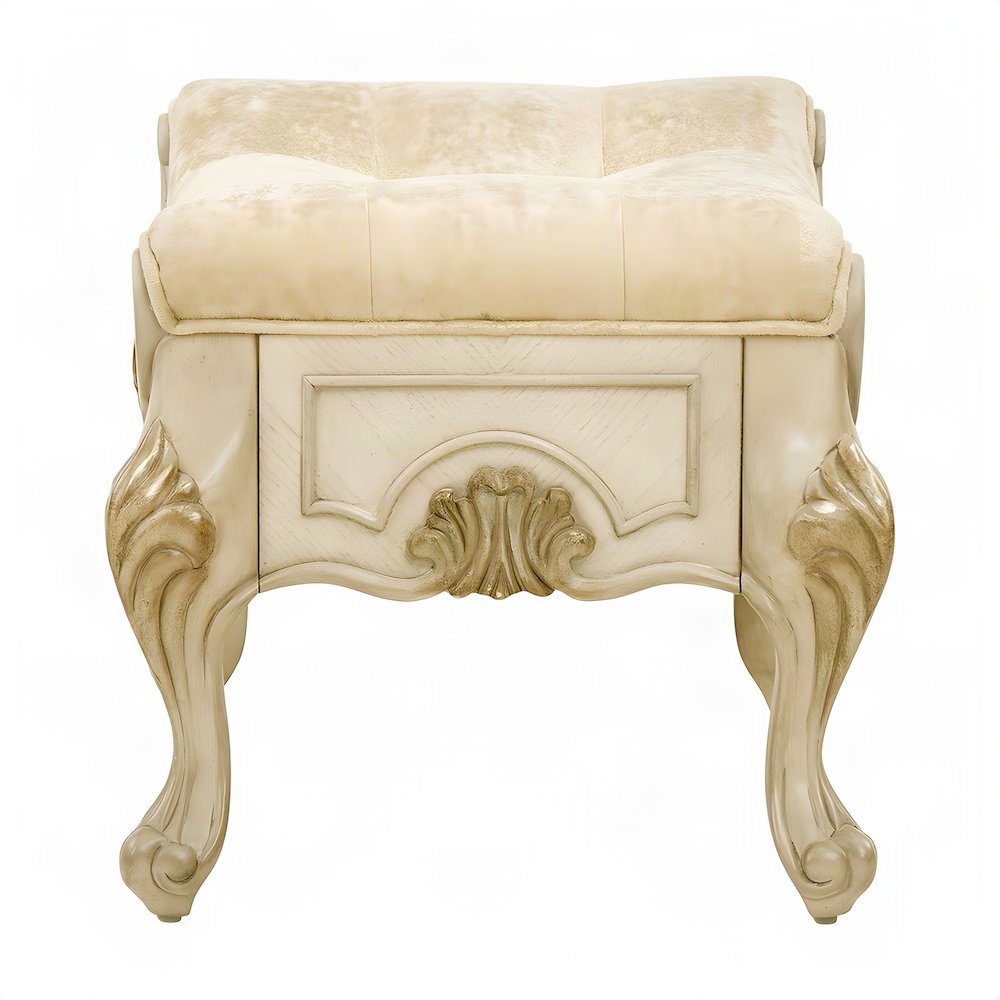Starlight Canyon Home Vanity Stool with Velvet-Upholstered Seat, Champagne