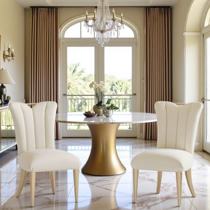 Elegant Upholstered Dining Chairs Set of 2 – Champagne Finished Side Chairs