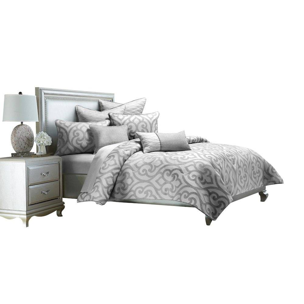Canterbury 8-Piece King Comforter Set - Silver