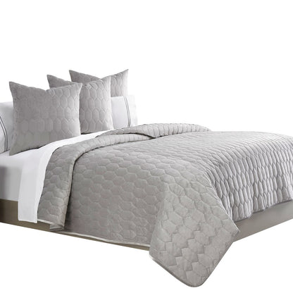 Affluent 4-Piece King Quilt Set - Dove