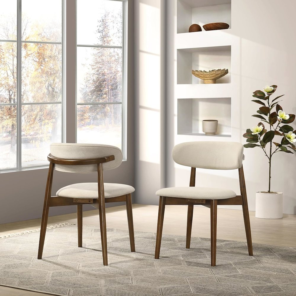 Arnott Upholstered Dining Chairs, Set of 2, Walnut Finish