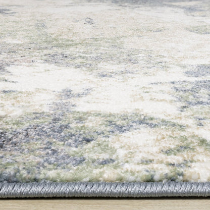 Davi Blue Green Cream Distressed Abstract Area Rug, 5'3" x 7'7"