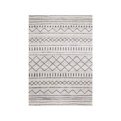 Lumos Grey White Tribal Patterned Rug, 7'10" x 10'6"