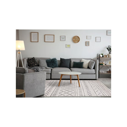 Lumos Grey White Tribal Patterned Rug, 7'10" x 10'6"