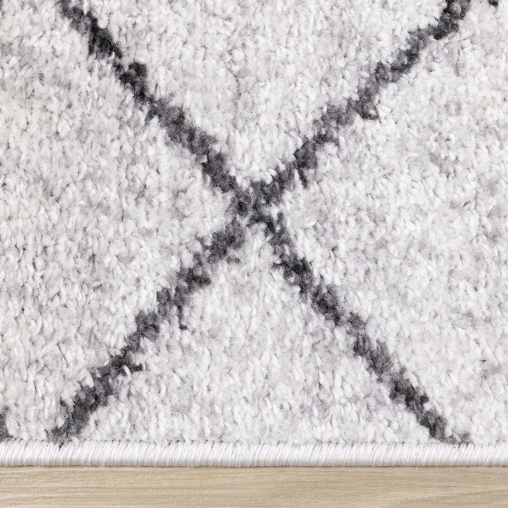 Lumos Grey White Tribal Patterned Rug, 7'10" x 10'6"
