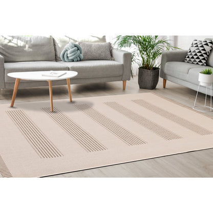 Beige 6x9 Rug with Modern Striped Design, Neutral Area Rug for Home