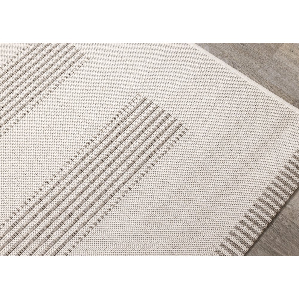 Beige 6x9 Rug with Modern Striped Design, Neutral Area Rug for Home