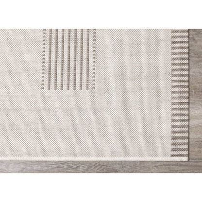 Beige 6x9 Rug with Modern Striped Design, Neutral Area Rug for Home