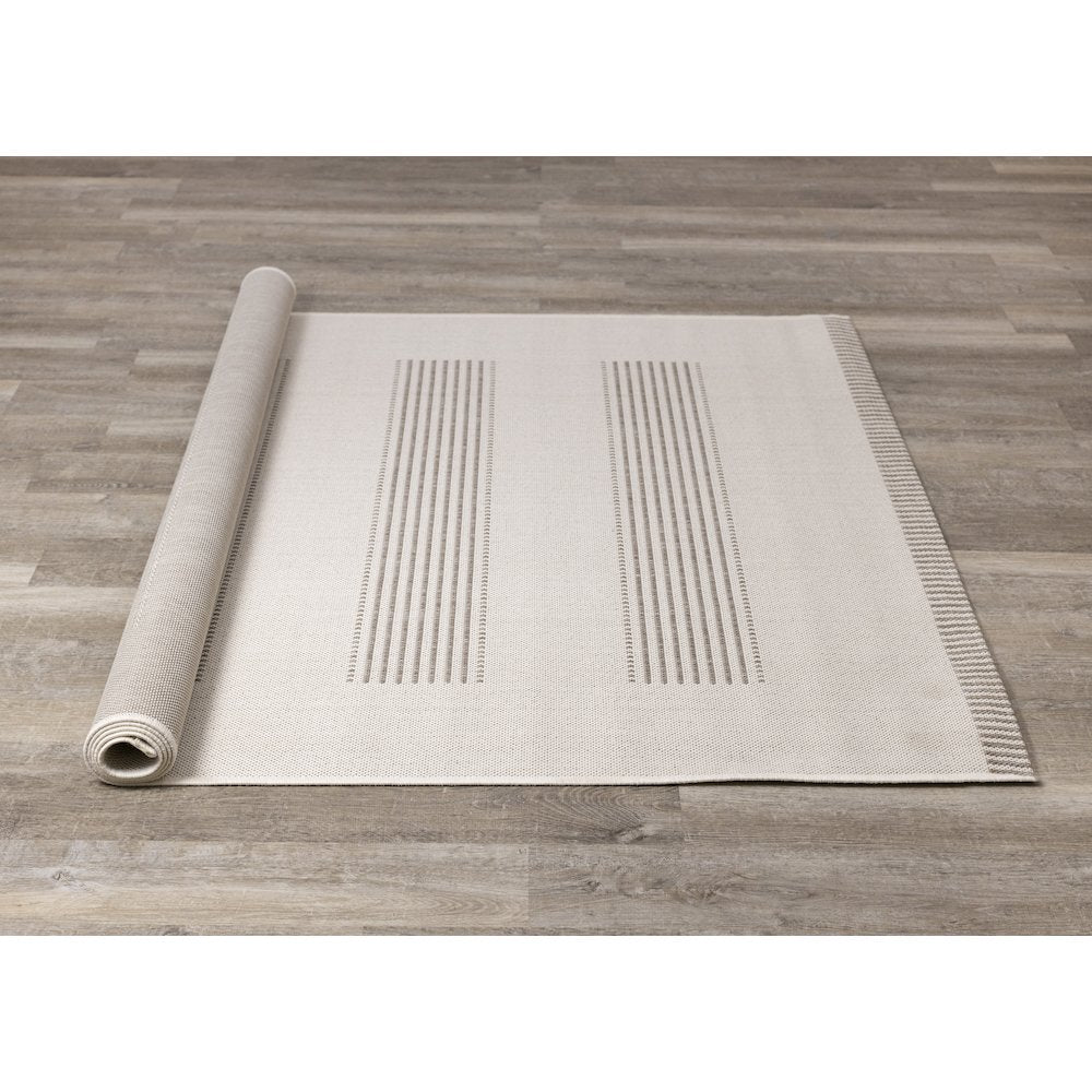 Beige 6x9 Rug with Modern Striped Design, Neutral Area Rug for Home