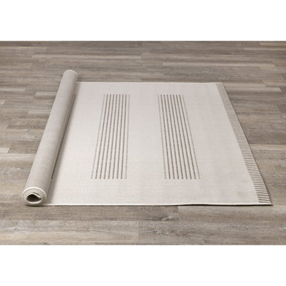 Beige 6x9 Rug with Modern Striped Design, Neutral Area Rug for Home