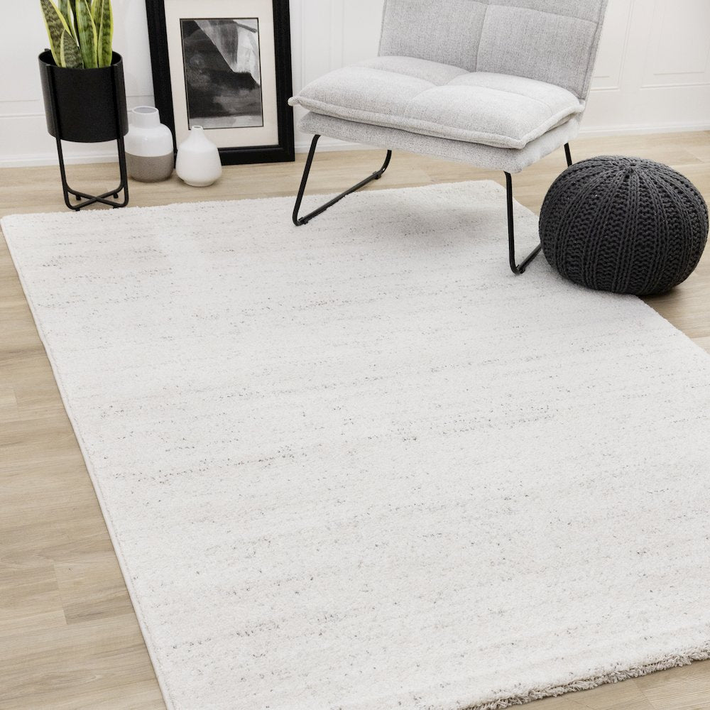 Sakura White Grey Speckled Area Rug, 7'10" x 10'10"
