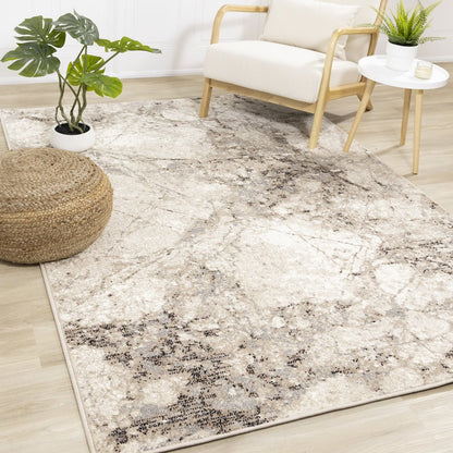 Claremont Beige Marble Patterned Area Rug, 7'10" x 10'6"