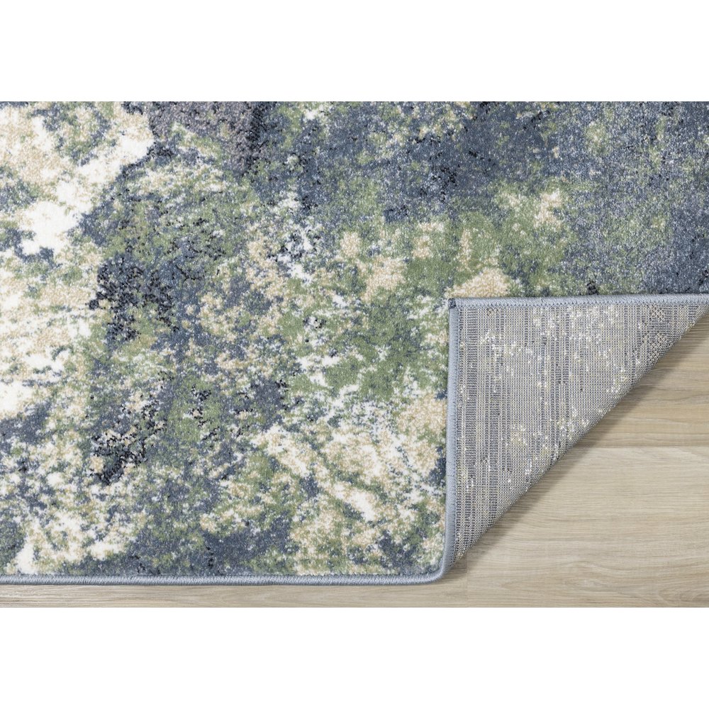 Davi Blue Green Cream Distressed Abstract Area Rug, 2'8" x 7'7"