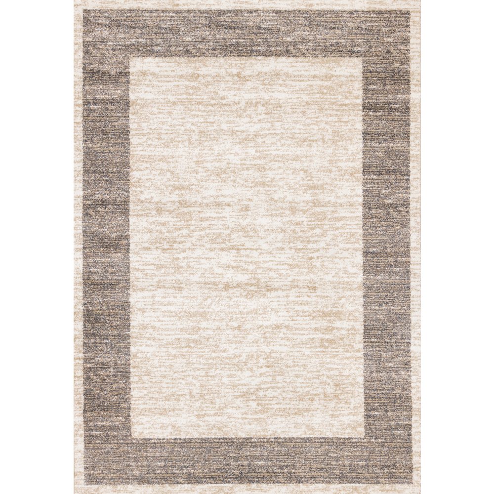 Claremont Beige Taupe Distressed Border Area Rug, 5'3" X 7'7"