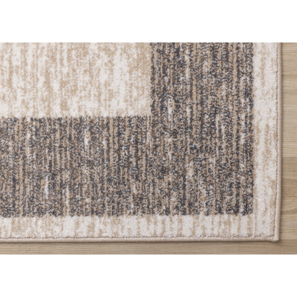 Claremont Beige Taupe Distressed Border Area Rug, 5'3" X 7'7"