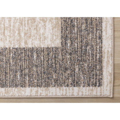 Claremont Beige Taupe Distressed Border Area Rug, 5'3" X 7'7"