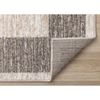 Claremont Beige Taupe Distressed Border Area Rug, 5'3" X 7'7"