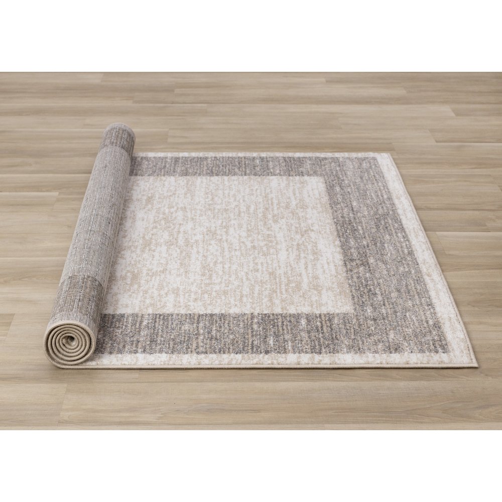 Claremont Beige Taupe Distressed Border Area Rug, 5'3" X 7'7"