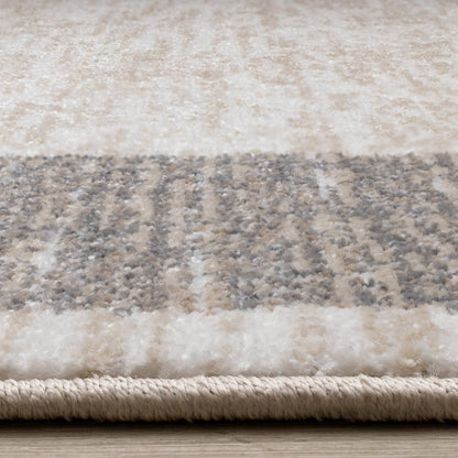 Claremont Beige Taupe Distressed Border Area Rug, 5'3" X 7'7"