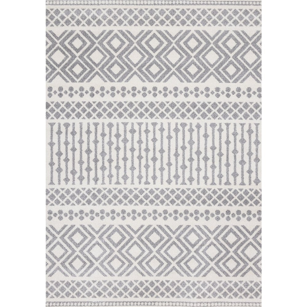 Claremont Grey White Southwest Area Rug, 5'3" x 7'7"