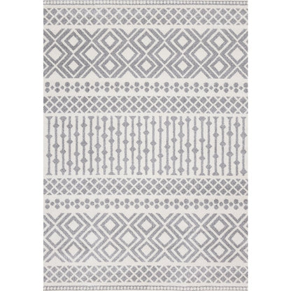 Claremont Grey White Southwest Area Rug, 5'3" x 7'7"