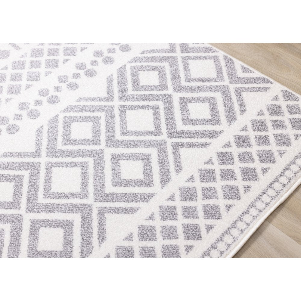 Claremont Grey White Southwest Area Rug, 5'3" x 7'7"