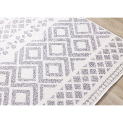 Claremont Grey White Southwest Area Rug, 5'3" x 7'7"