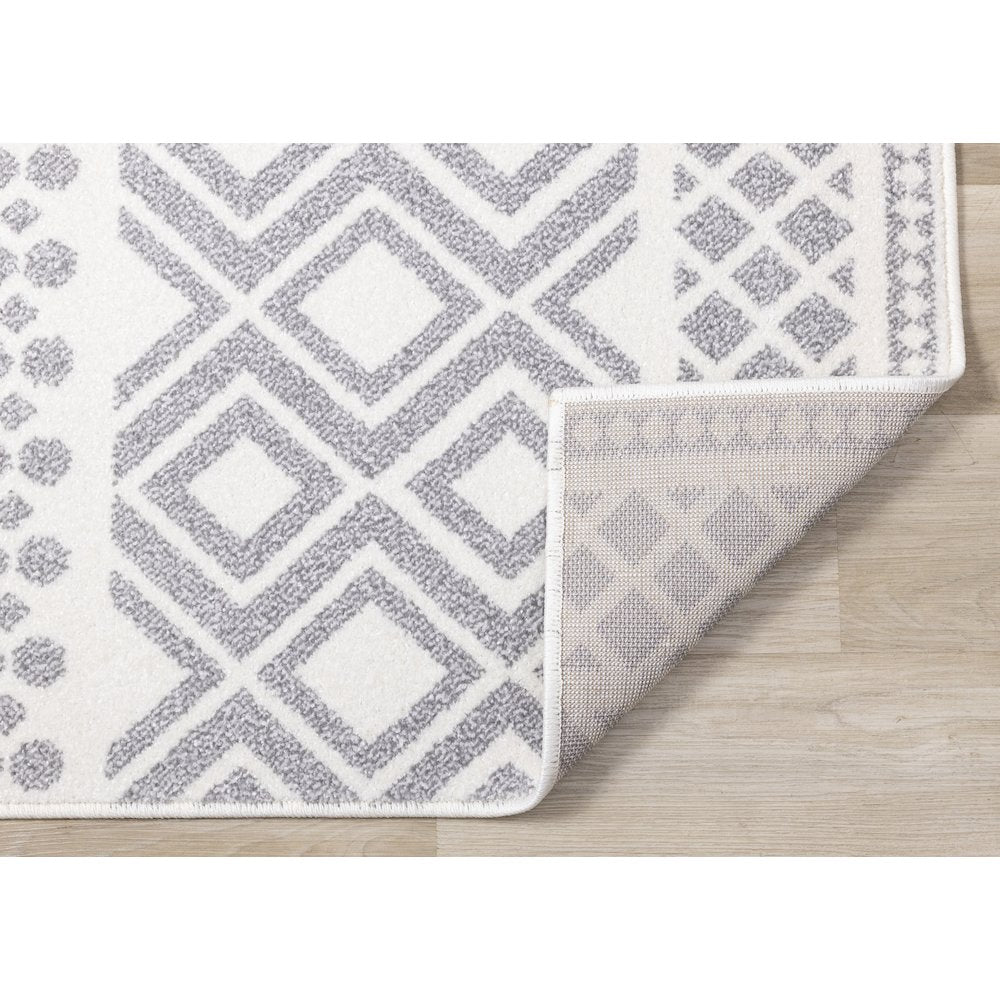 Claremont Grey White Southwest Area Rug, 5'3" x 7'7"