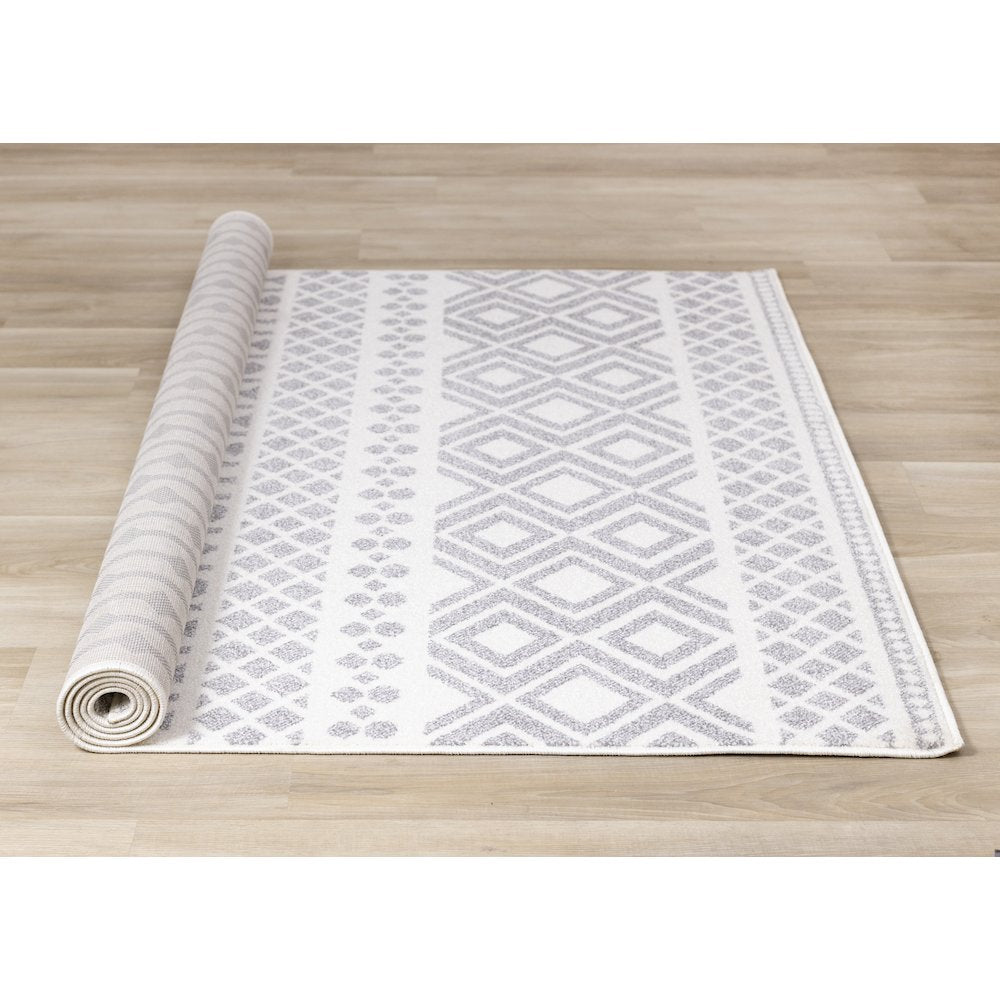 Claremont Grey White Southwest Area Rug, 5'3" x 7'7"