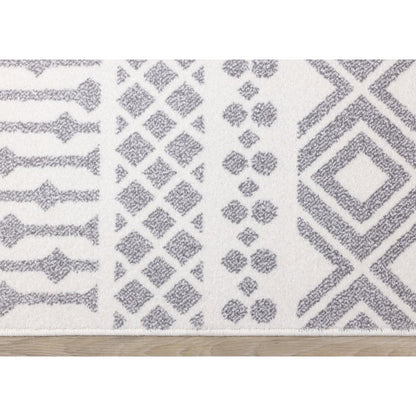 Claremont Grey White Southwest Area Rug, 5'3" x 7'7"