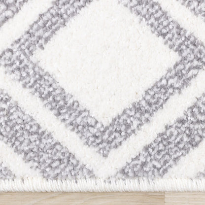 Claremont Grey White Southwest Area Rug, 5'3" x 7'7"