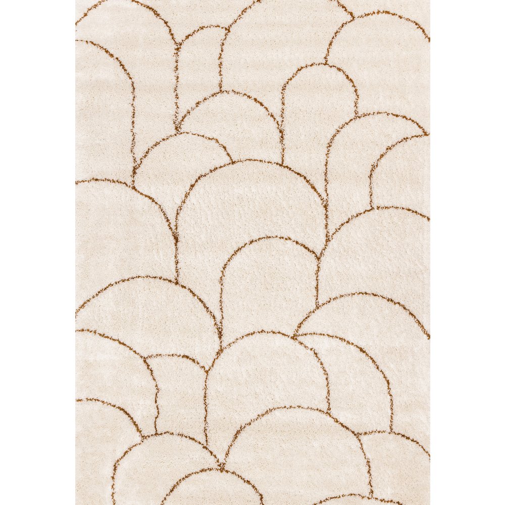 Madison Cream Brown Soft Arches Shag Rug, 5'3" x 7'7"