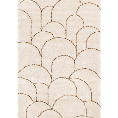 Madison Cream Brown Soft Arches Shag Rug, 5'3" x 7'7"