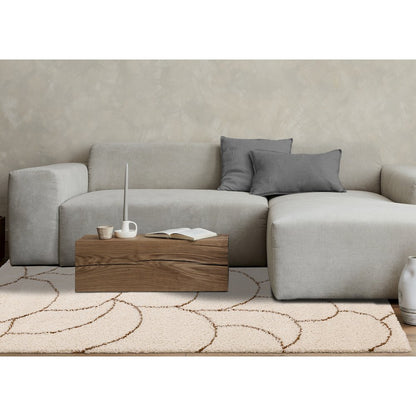 Madison Cream Brown Soft Arches Shag Rug, 5'3" x 7'7"
