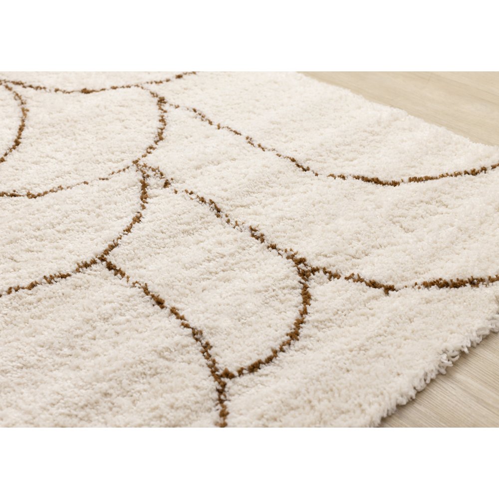 Madison Cream Brown Soft Arches Shag Rug, 5'3" x 7'7"