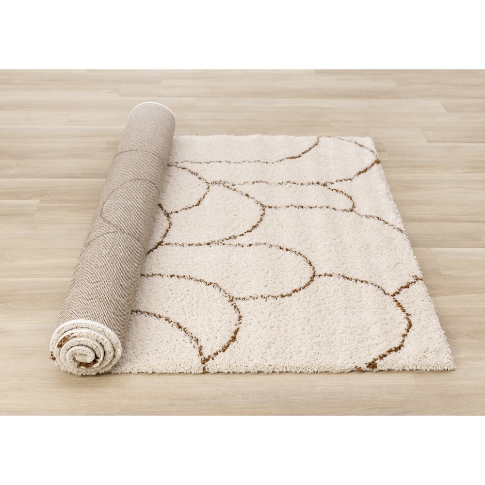Madison Cream Brown Soft Arches Shag Rug, 5'3" x 7'7"
