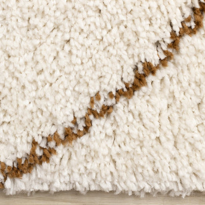 Madison Cream Brown Soft Arches Shag Rug, 5'3" x 7'7"