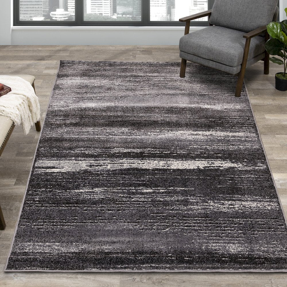 Gray Modern Distressed  5x7 Rug for Living Room Or Bedroom