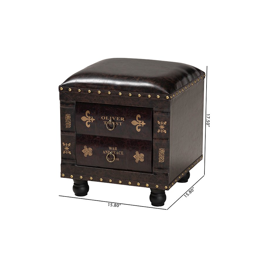 Leather Upholstered Wood Storage Ottoman